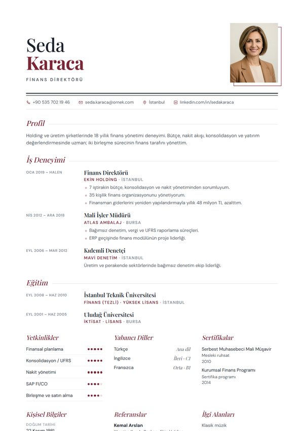 Lir CV şablonu ön izlemesi